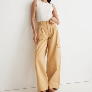 Madewell Khaki Wide Leg Harlow Cargo Pants